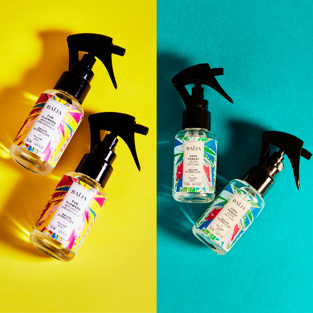 COOL FOREST : Les huiles essentielles de Vetiver D'Haïti, de feuilles de Violette et de Cèdre de l'Atlas apportent une action calmante et favorisent la relaxation pour une bonne nuit de sommeil. FUN FLOWERS : Les huiles essentielles de Mandarine, Verveine Exotique et de Lavandin favorisent la détente, le lâcher-prise et un sommeil réparateur.