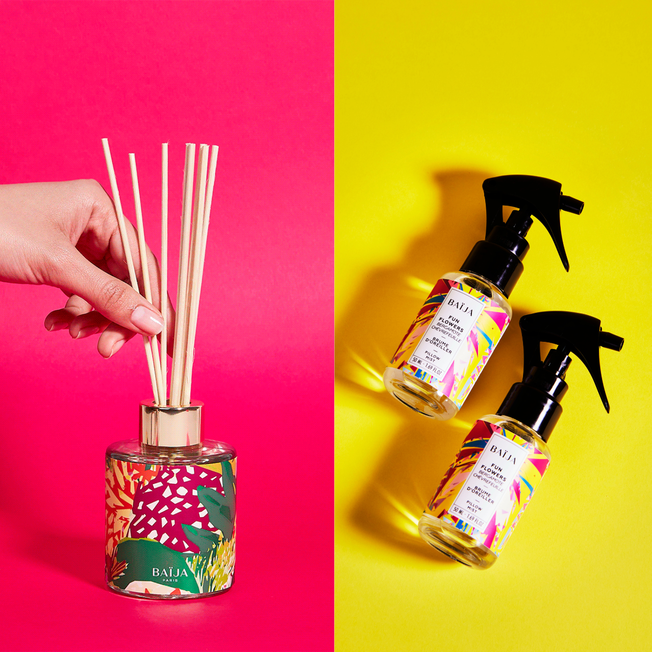 Son secret et ses bienfaits ? Economisez 10% sur ce duo Bouquet Parfumé Jardin Pallanca senteur Cassis Jasmin 120ml & brume d'oreillers Fun Flowers senteur Bergamote Chèvrefeuille 50ml. Les huiles essentielles de Mandarine, Verveine Exotique et de Lavandin contenues dans la brume d'oreiller favorisent la détente, le lâcher-prise et un sommeil réparateur.