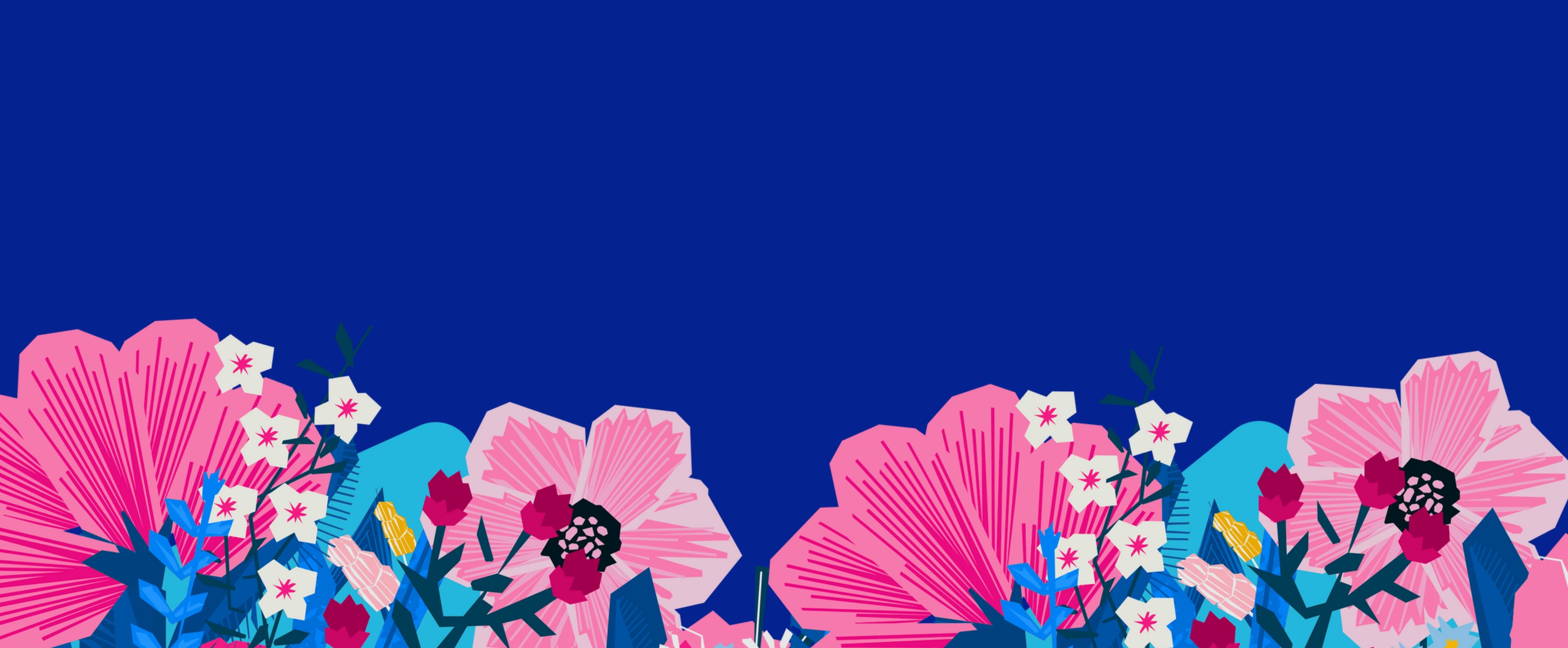 Visuel promotionnel BAÏJA pour les French days. Fond bleu avec motifs floraux colorés. 