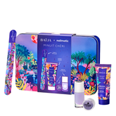 Coffret nail glitter party minuit chéri contenant: une lime à ongles, une crème mains, un vernis lila et des paillettes violettes. 