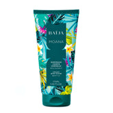 Gommage corps crémeux Baïja Moana 175 ml à l’huile de buriti, tube au décor tropical sur fond blanc pour exfolier et nourrir la peau.
